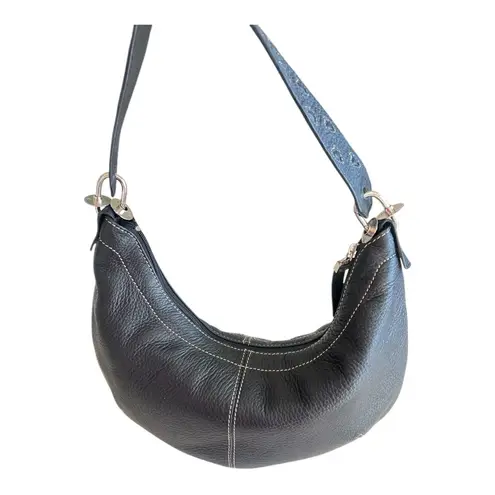 The Sak Classic Black Leather Hobo Shoulder Bag with Contrast Stitching