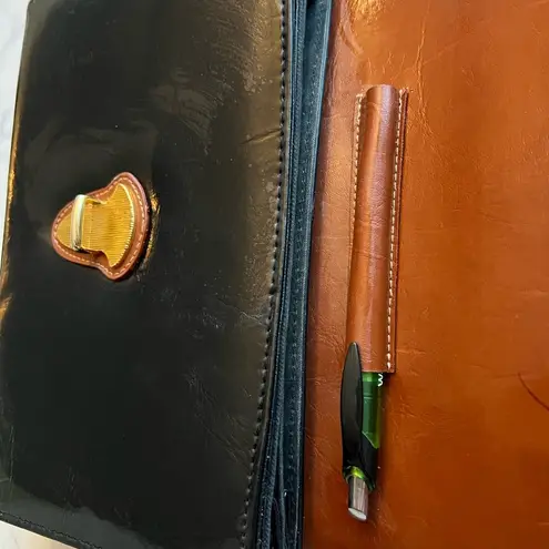 Moda BROWN/BLK LEATHER WOMEN'S SHOULDER PURSE HANDBAG BY ITALIA