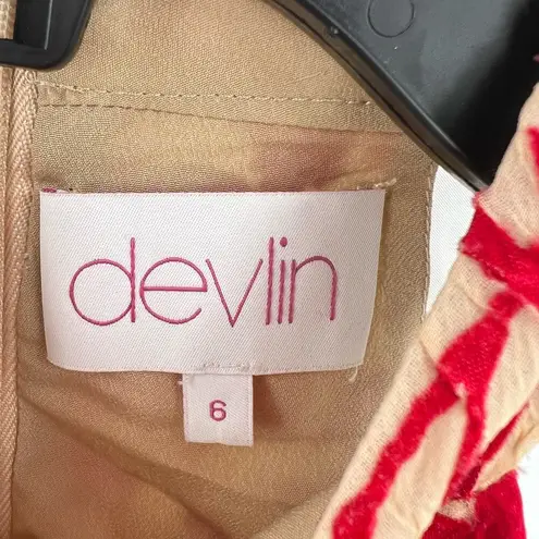 Devlin High Neck Red Floral Dress Size 6 New