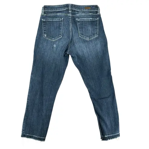 Kut From The Kloth  Reese Ankle Straight Leg Jeans Blue Denim 6 Raw Hem