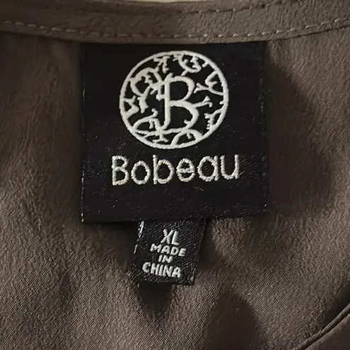 Bobeau Brown Crew Neck Bell Sleeve Blouse XL Business Lightweight split sides