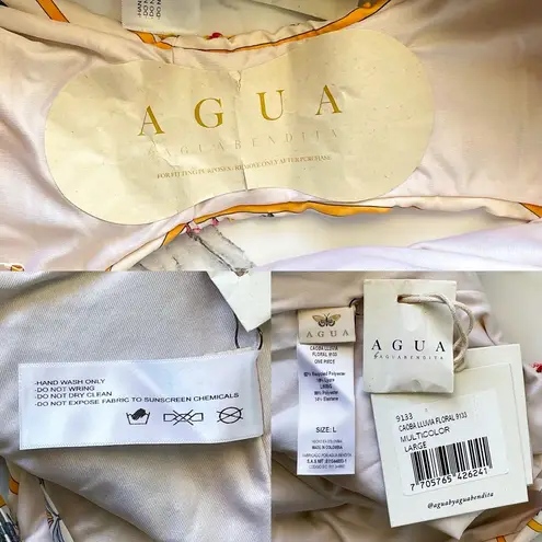 Agua By Agua Bendita Caoba Lluvia Floral Embroidered Swimsuit Multi Large NWT Green