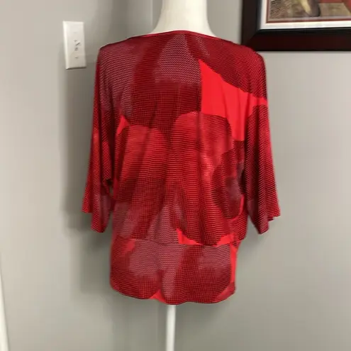 Clara Sunwoo Tunic Black Red Tie Twist Front Womens Size Large