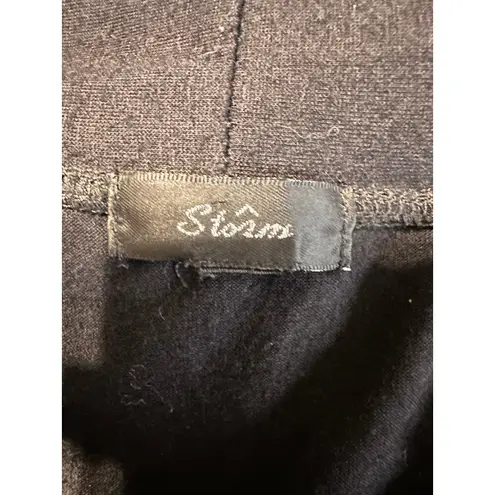 Storm Black Open Front Duster Cardigan Short Sleeve Waterfall Hem Womens Size undefined