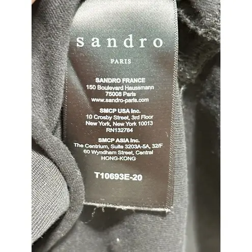 Sandro Paris Women's Asymmetric Peplum Floral Patch Embroidered Tee Black Size 4