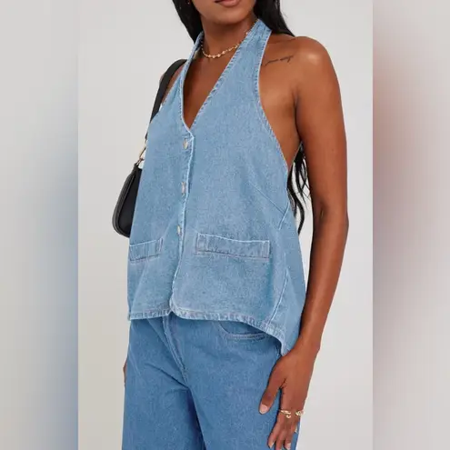 Denim Halter Top Blue