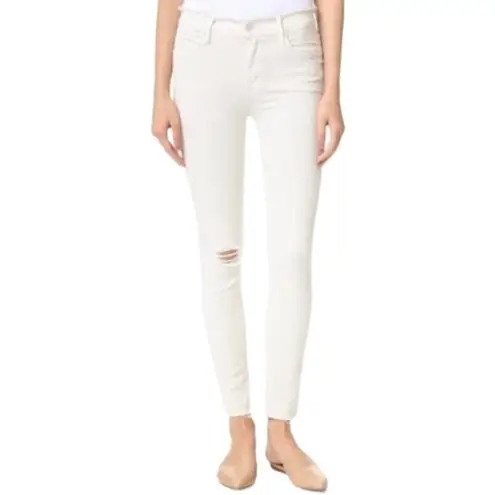 Mother Denim Women’s Size 26 Warm Ivory Double Fray Charmer Skinny Jeans White