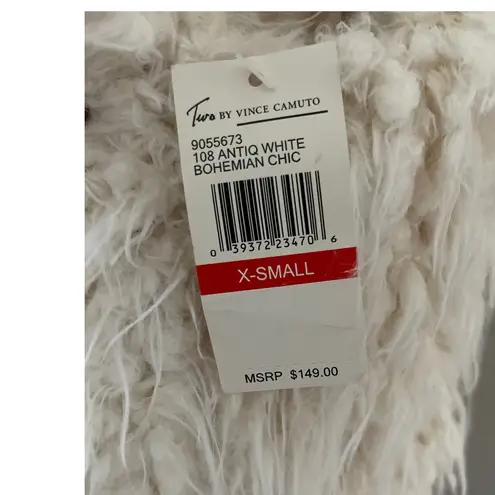 TWO by Vince Camuto Antique White Bohemian Chic Faux Fur Lined Vest Size XS