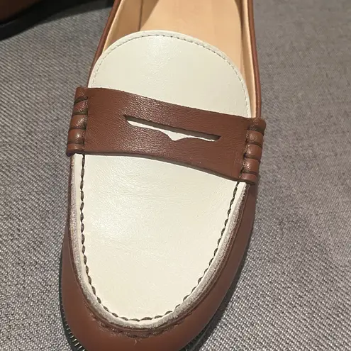 KOIO | Brown and White Women’s Penny Loafers Size 35