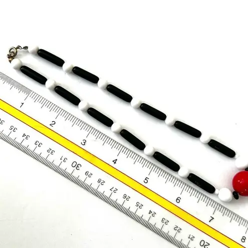 Vintage black white and red mod bead necklace