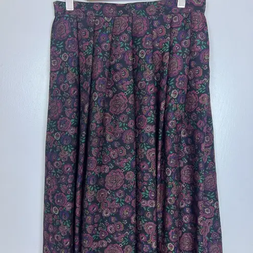 Dillard's PBM  Vintage Wool Floral Maxi Skirt Size 10 W 29” Pleated Pockets NWT