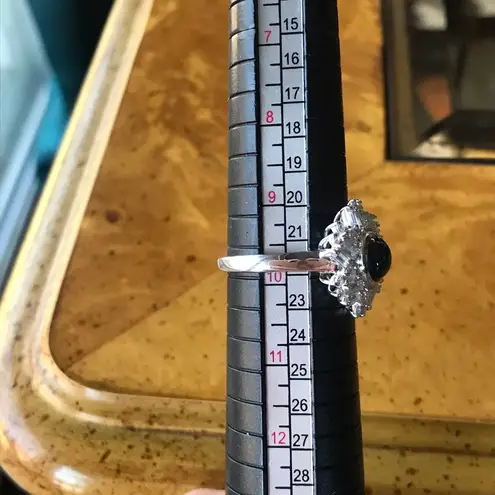 Natural Star Sapphire Moissanite Sterling Silver Ring