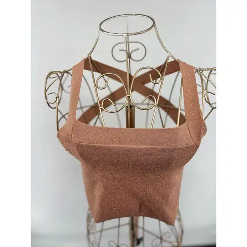 Wilfred Aritzia rose gold Knit Cayenne Strappy Back Halter Crop Top size small