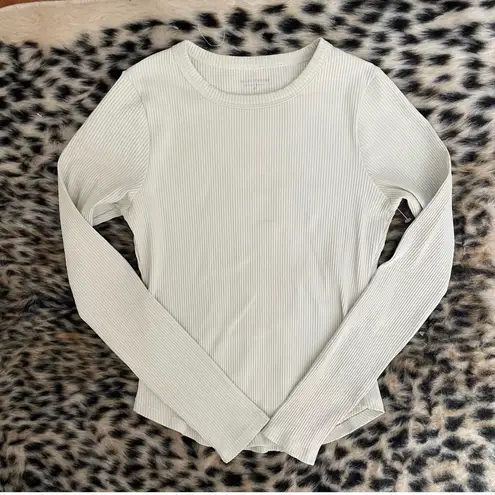 Year Of Ours Cream Ribbed Long Sleeve Top