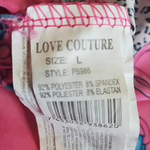 Love Couture Jeans pink mix cheetah chain prints Large top
