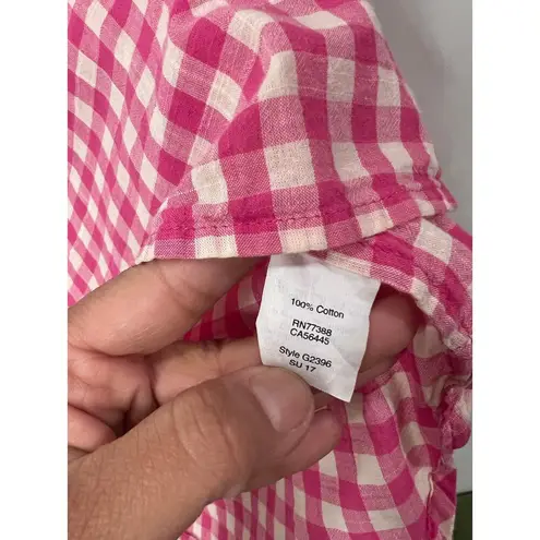 J.Crew Womens Preppy Gimgham Pullover Tunic Lightweight Pink XXS Spring Summer