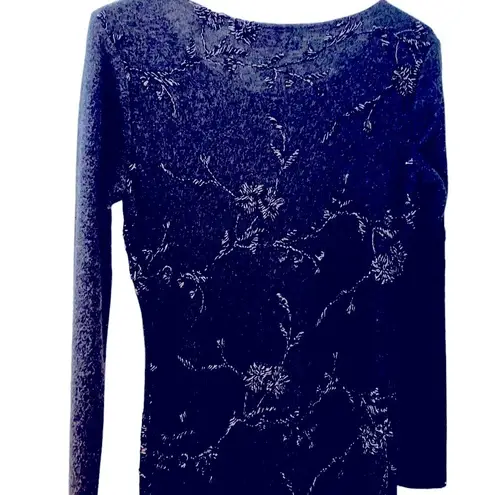 Allen B. Charcoal Grey embroidered maxi dress. Pull on. Long sleeve. Size 6. Gray