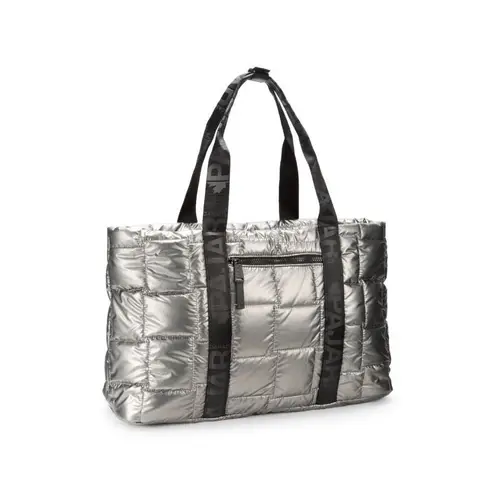 Pajar Quilted Tote Bag Metallic Silver Lightweight Travel Gym Weekend OS - Image 3