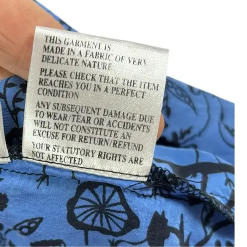 TFNC London 100% Silk Blue Witchy Mini Dress sz S Babydoll Embellished Whimsical