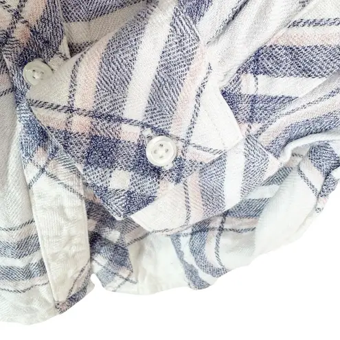 Rails Hunter White Blush Blue Patriot Plaid Button Down Flannel Shirt Size S