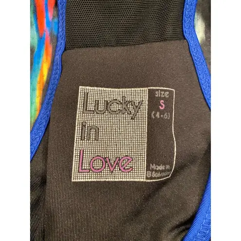 lucky in love Sleeveless Aztec Print Racerback Tank Top Black Women's Size Small