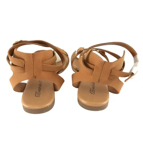 breckelle's Womens Sandals Strappy Faux Leather Buckle Brown Size 5.5