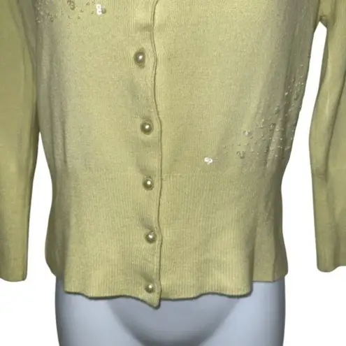 Anthropologie  TULLE Gorgeous‎ Mint Green Sequin Beaded Cardigan EUC Size Medium