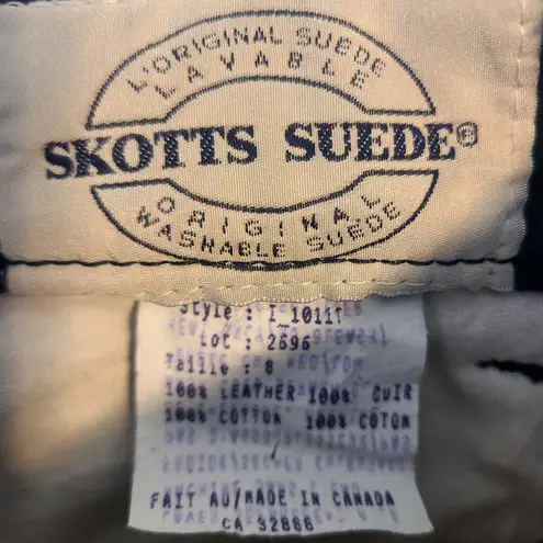 Vintage Skotts Suede Pants Size 8 Blue Washable Suede Leather Canada 90s