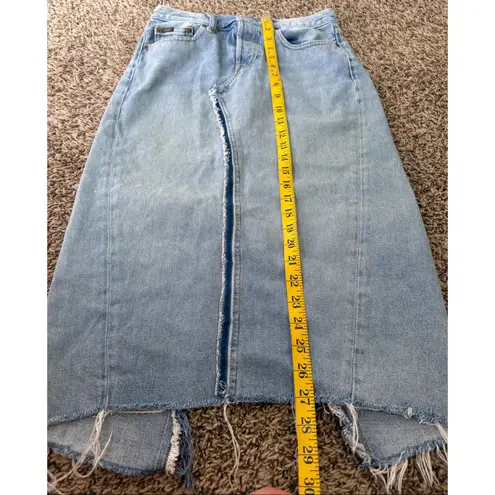 Polo Ralph Lauren Denim Midi Skirt Womens Sz 27 Slit Pencil Style Skirt Boho Blue