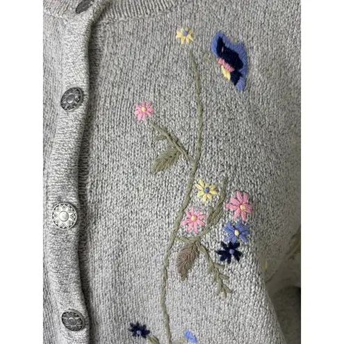 Northern Reflections Vintage Floral Embroidered Cardigan Gray XL Cottagecore
