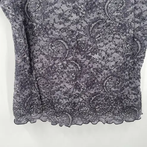 Y2K Top Large Short Sleeve 2000s Lace Print Rhinestones Babydoll Bratz Vintage Black