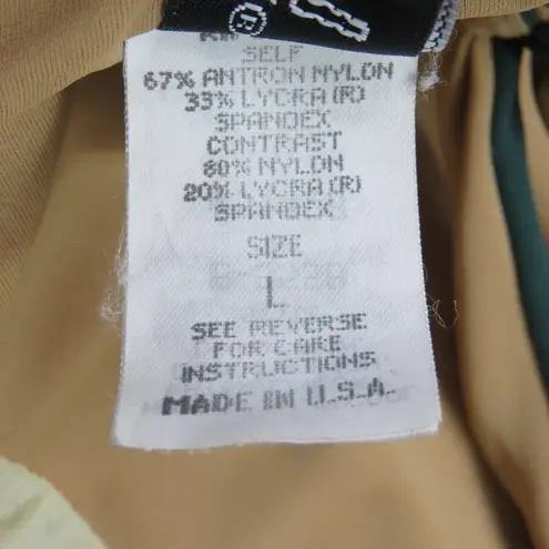 Vintage 90s Studio La Blanca Olive Green One Piece Swimsuit Cut Out Halter Large