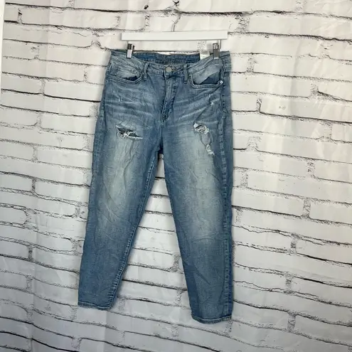 Seven7 Boyfriend Jeans Distressed Light Wash Women’s 14 Mid Rise Blue Capri Y2K