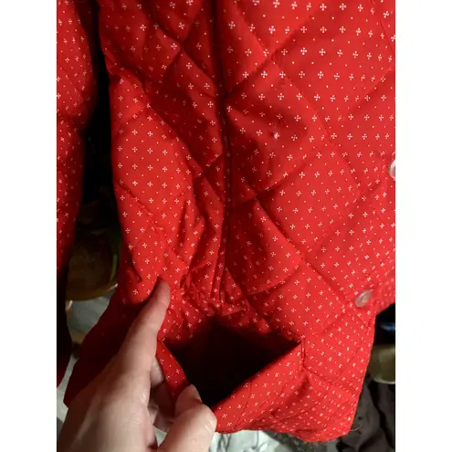 Vintage Sandro Paris Quilted Jacket Red Small Calico French Country Cottagecore