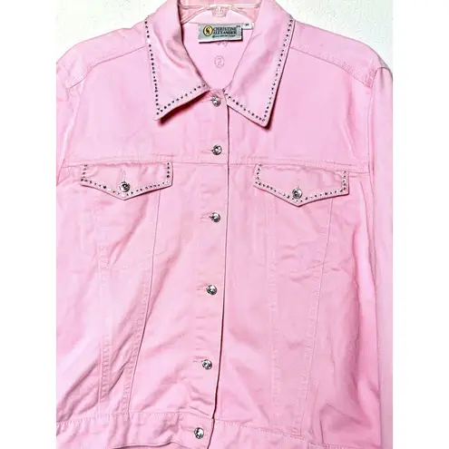 Vintage Christine Alexander Denim Jacket Pink Rhinestones Swarovski Crystals M Size M - Image 3