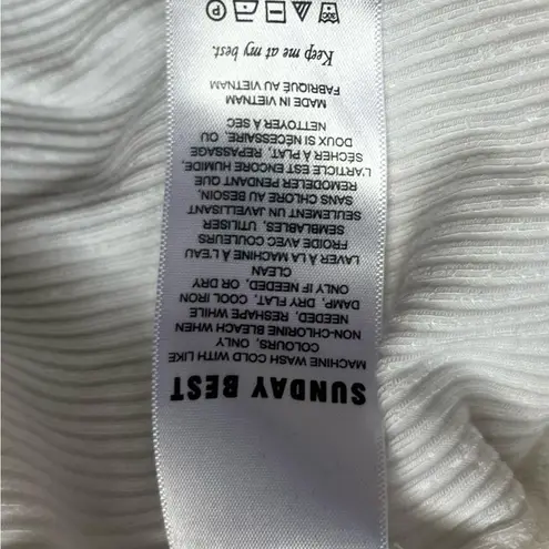 Aritzia  Sunday Best White Firecracker Ruffle Strap Ribbed Crop Top Size M Summer - Image 4