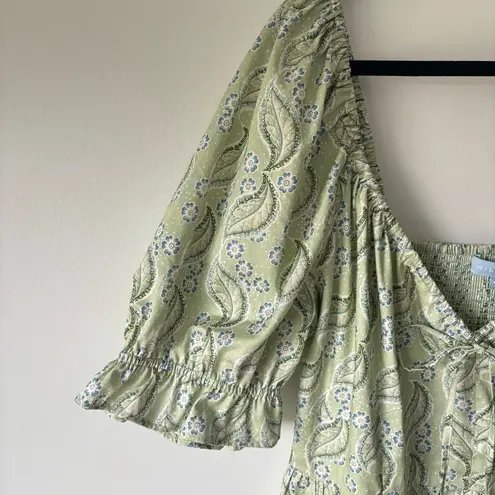 Hill House Home Ophelia Dress Eucalyptus Floral Green Midi Dress Cottagecore