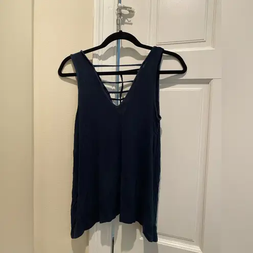 American Eagle Soft And Sexy Rib V Neck Criss Cross Tank Top
