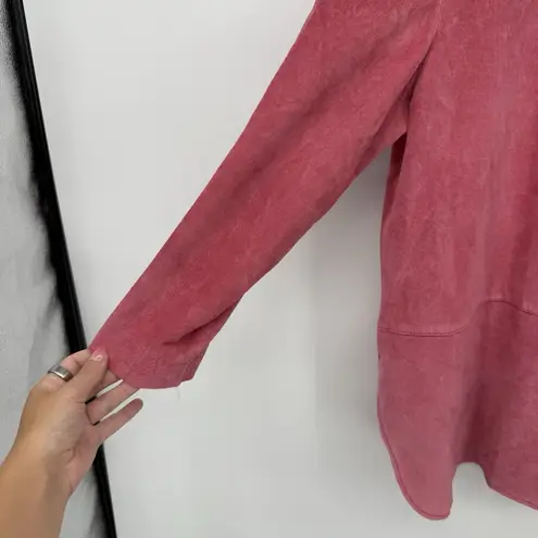Willi Smith Vintage Pink Suede Leather Button Front Jacket Size 12