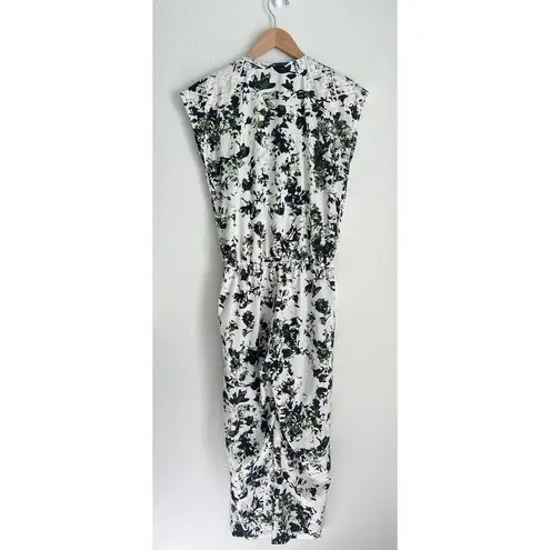 Anthropologie Ranna Gill Silky Floral Aida Embroidered Jumpsuit Green Tropical M Size M
