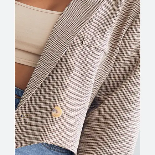 Pretty Little Thing  Plus Brown Dogtooth Double Breasted Cropped Blazer NWT 18