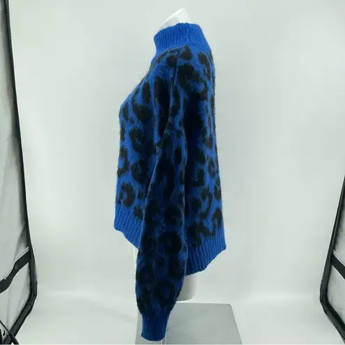 Sweaty Betty  Women’s Jacquard Electric Blue Leopard Print Mohair Sweater Small