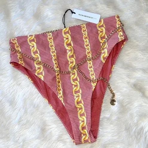 We Wore What Emily Terracotta Chains Belted High Waist Bikini Bottom