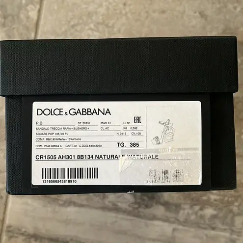Dolce & Gabbana Logo Heel Ankle Strap Sandals in Gold Tan, New in Box