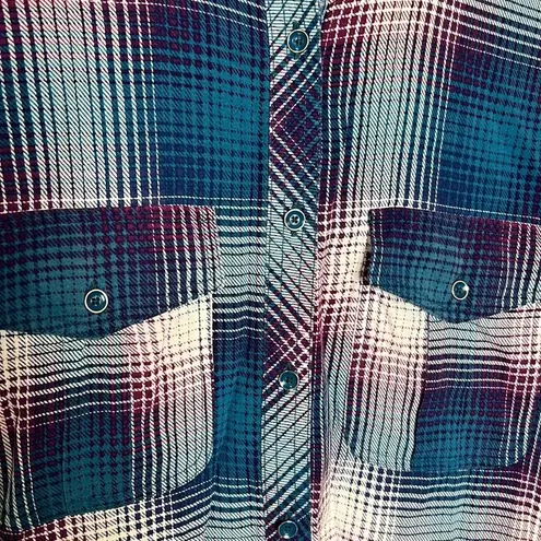 Great Northwest Clothing Company Great Northwest Indigo Cap Sleeve Button-Up Shirt - Women's Size Small- EUC