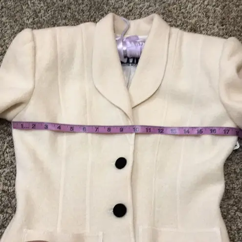 Vintage Wayne Rogers szS cream colored wool blazer jacket with shoulder pads EVC