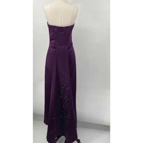 Rampage Vintage 90s  Gown Strapless Beaded Cascading Train Maxi Purple Womens XS