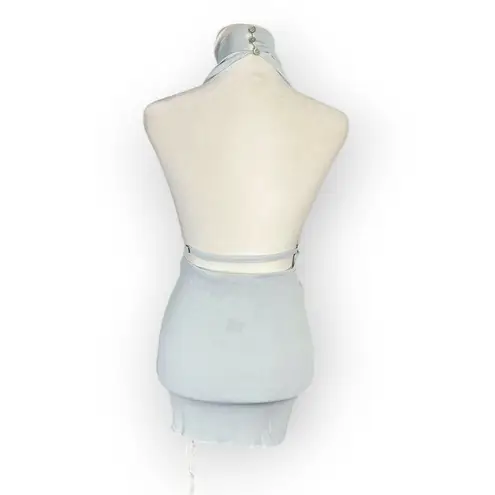 Aya Muse Tipo Mini Dress Women's XXS Light Blue Cowl Neck Open Back Halter $650