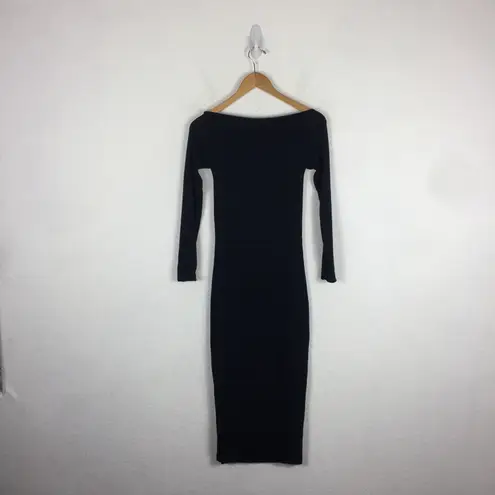 SER.O.YA Irene Black Off Shoulder Cut Out Bodycon Midi Dress Small Emo Goth