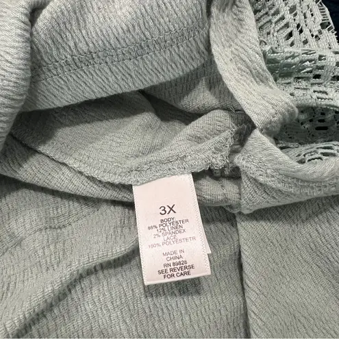 LOGO By Lori Goldstein LOGO Linens Lori Goldstein Sleeveless Aqua Teal Midi Dress Lace Hem Flowy 3X